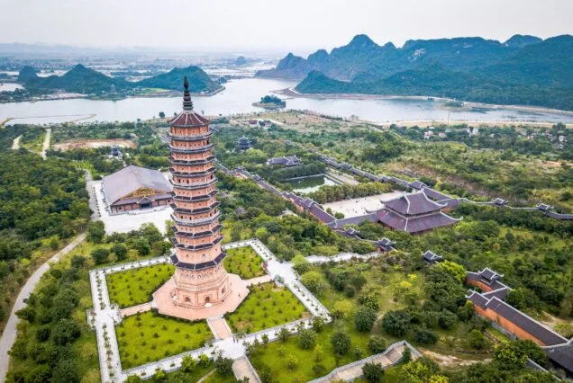 Aerial view of the Bai Dinh pagoda tower