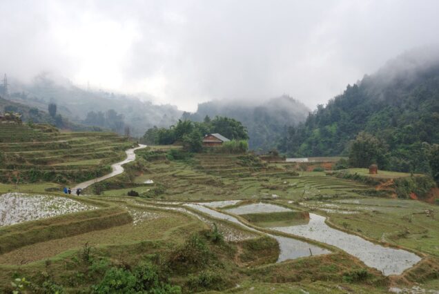 Water wheels and stream at Cat Cat village below Sapa town