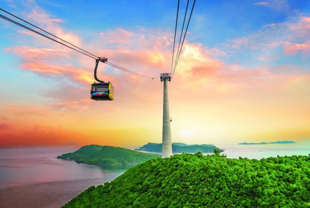 The enchanting sky unfolds beneath the view from the Hon Thom cable car