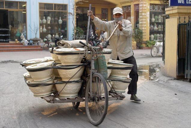Transporting ceramics at Bat Trang, Vietnam