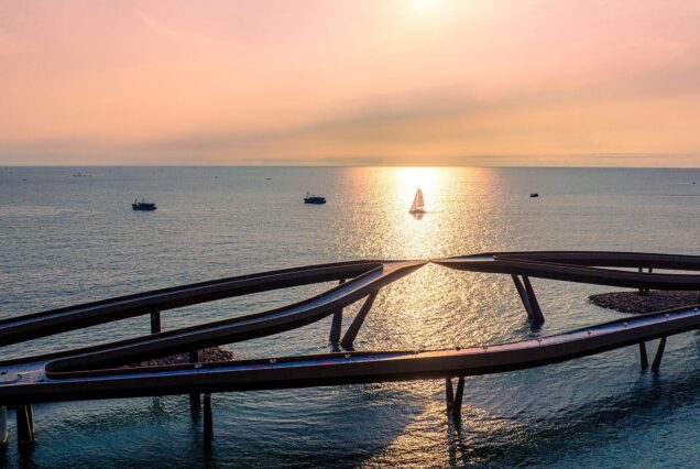 One of the most iconic bridge in Southern Vietnam, located in Sunset Town, Phu Quoc Island, Kien Giang Province, Vietnam.
