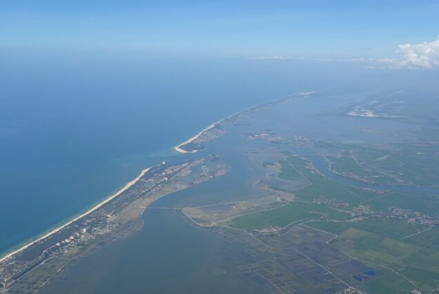 The Tam Giang and Sam-Thanh Lam lagoons seen from a plane flying from Phu Bai International Airport to Noi Bai International Airport.