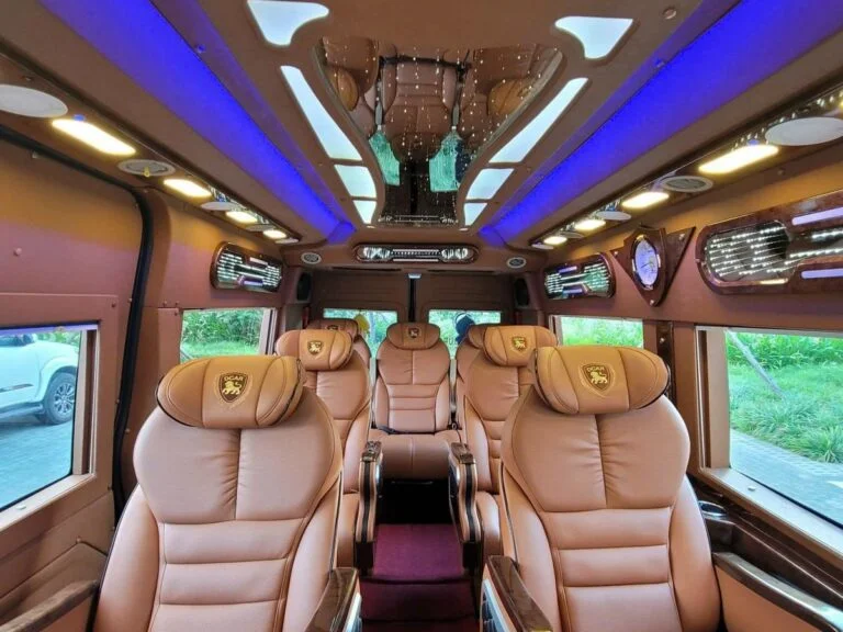 Inside a 9-seat limousine van in Vietnam